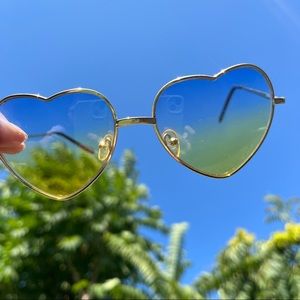 Blue and Yellow Heart Shape Sunglasses